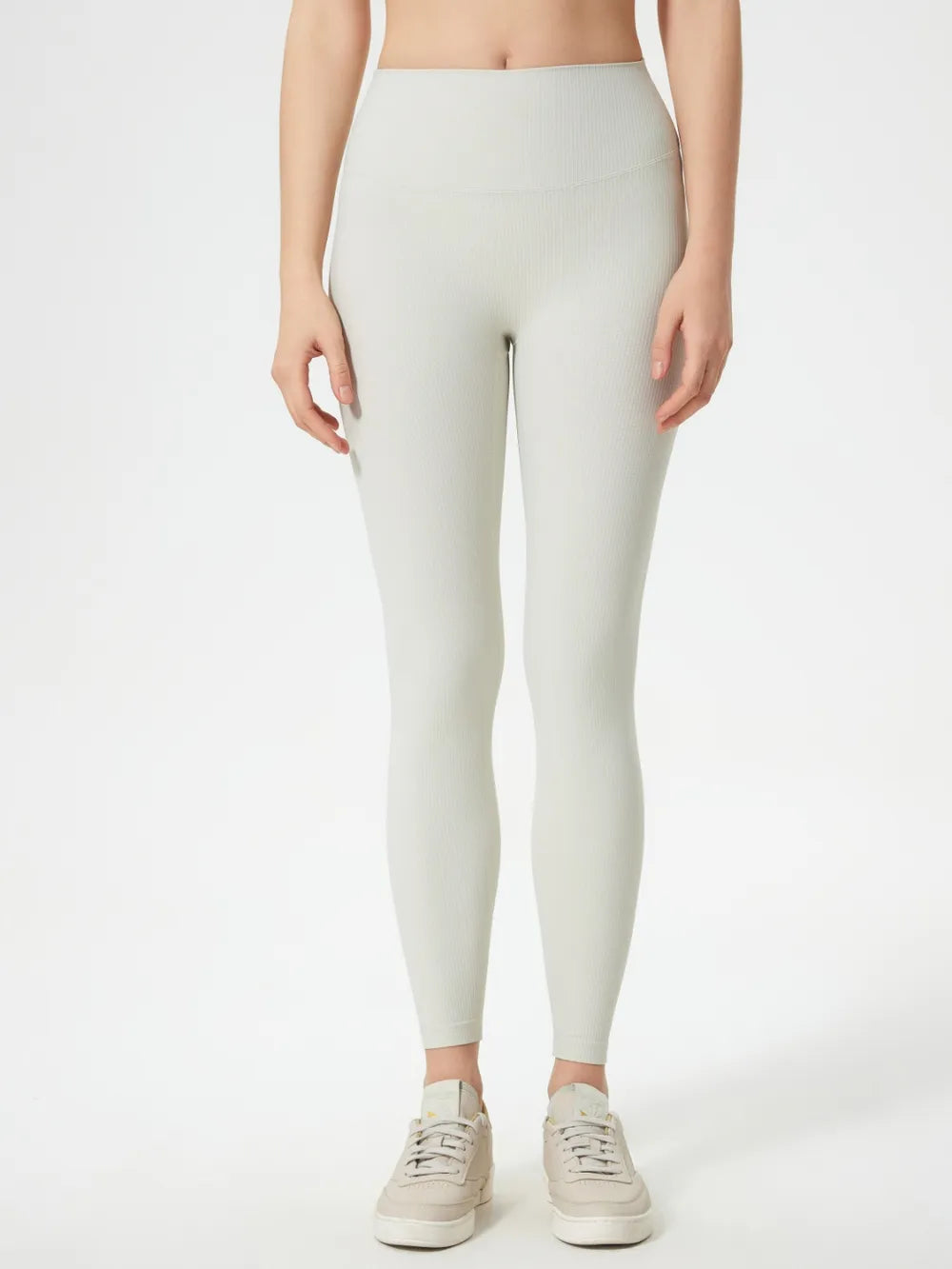Barevici Millennia high waist leggings women’s sculpting minimalist active tights, white front view