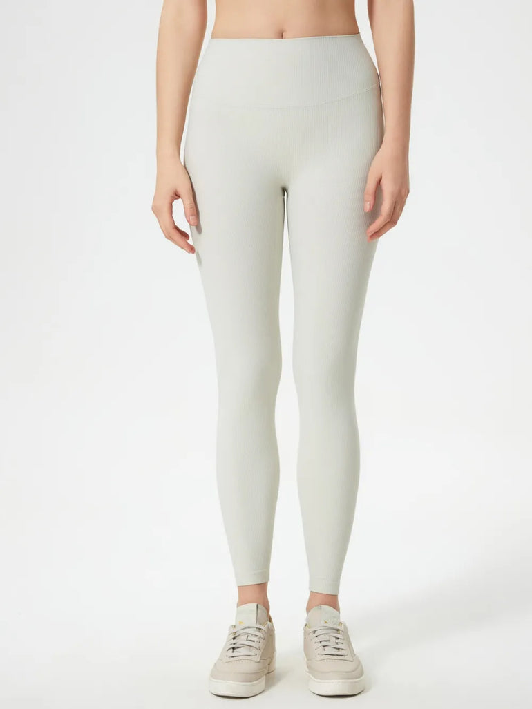 Barevici Millennia high waist leggings women’s sculpting minimalist active tights, white front view