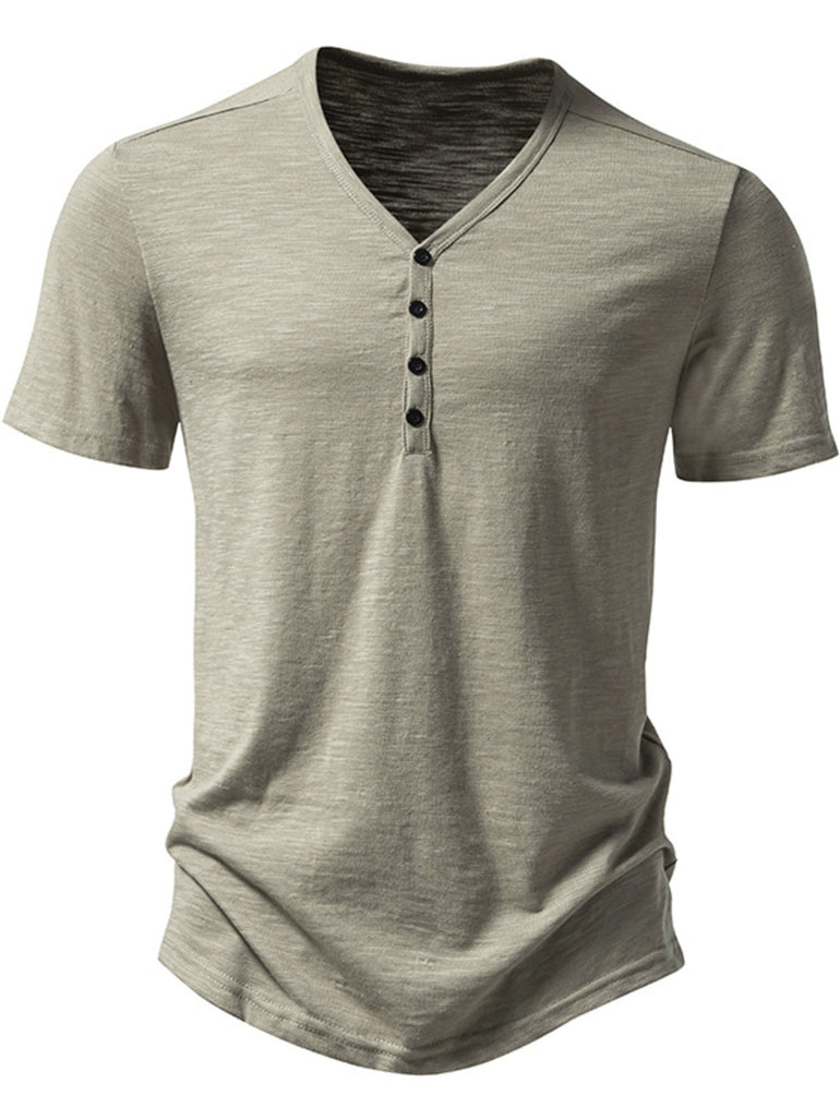 Barevici Crest button tee men’s minimalist casual t shirt white