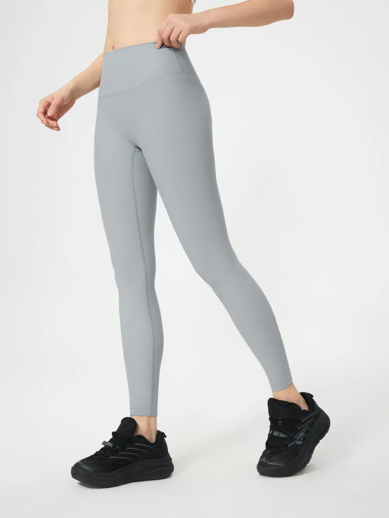 Barevici Millennia high waist leggings women’s sculpting minimalist active tights, light grey front view