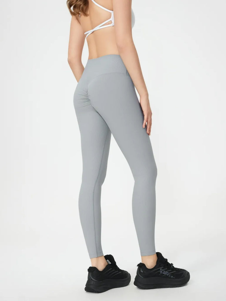 Barevici Millennia high waist leggings women’s sculpting minimalist active tights, light grey back view