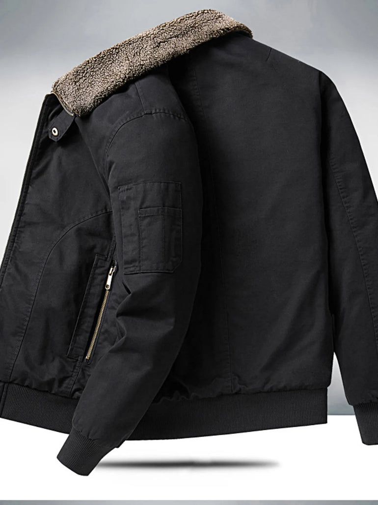 Barevici Nord sherpa lined jacket men’s minimalist warm zip up back view