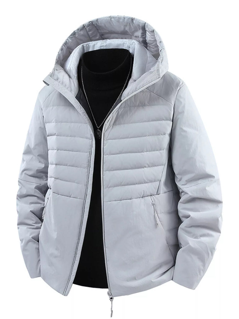 Barevici Lisbon lightweight puffer jacket men’s minimalist hooded everyday layer light grey