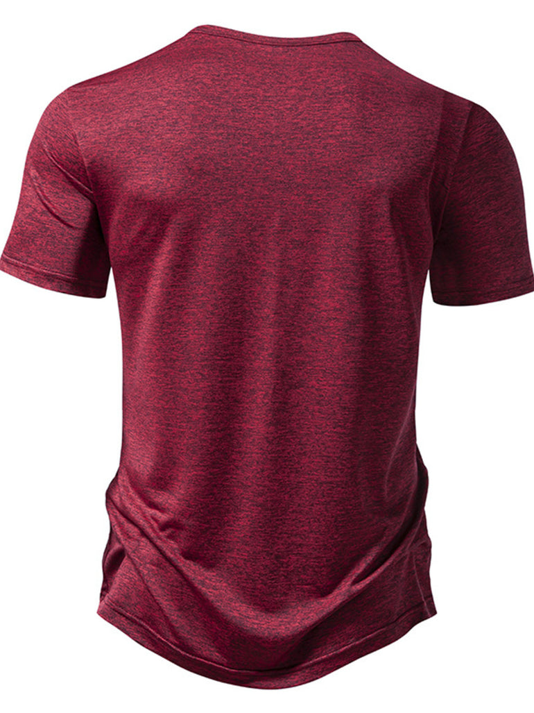 Barevici Nova slim tee men’s minimalist short sleeve t shirt burgandy back view