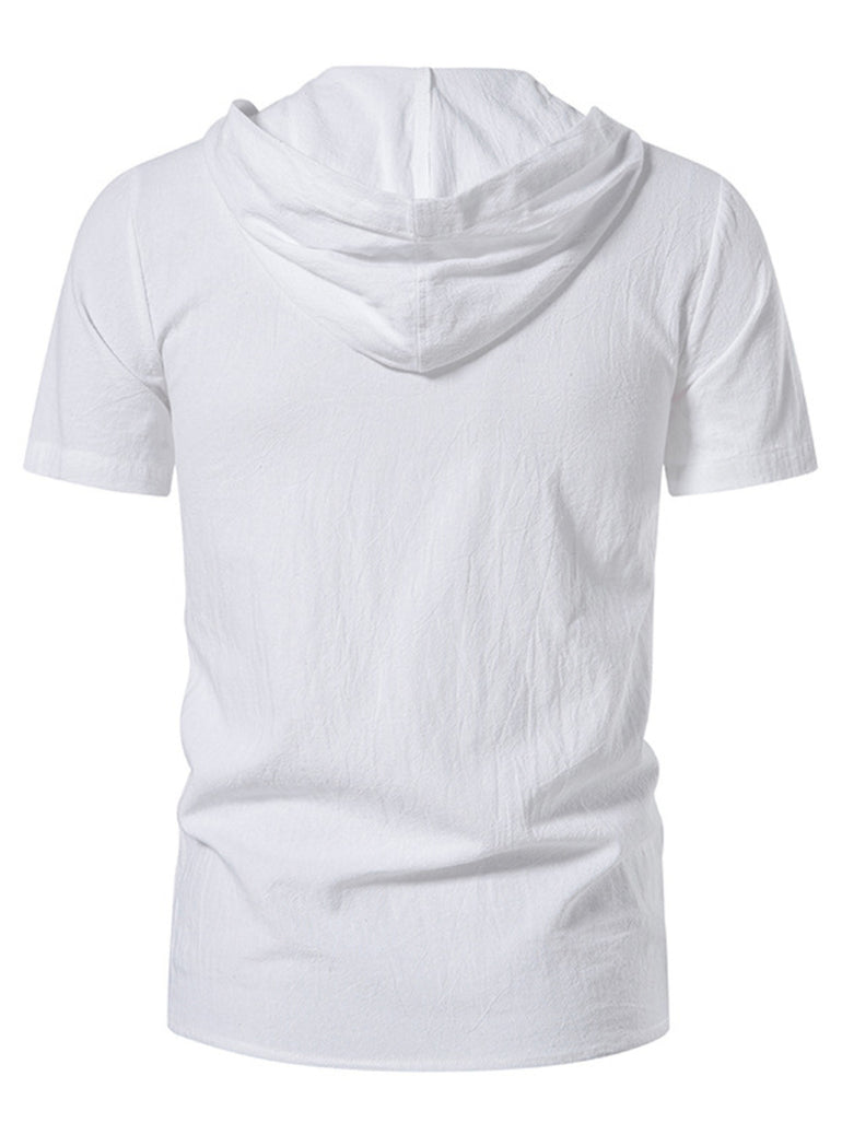 Barevici Terra lace up hooded top men’s minimalist casual pullover hoodie white back view