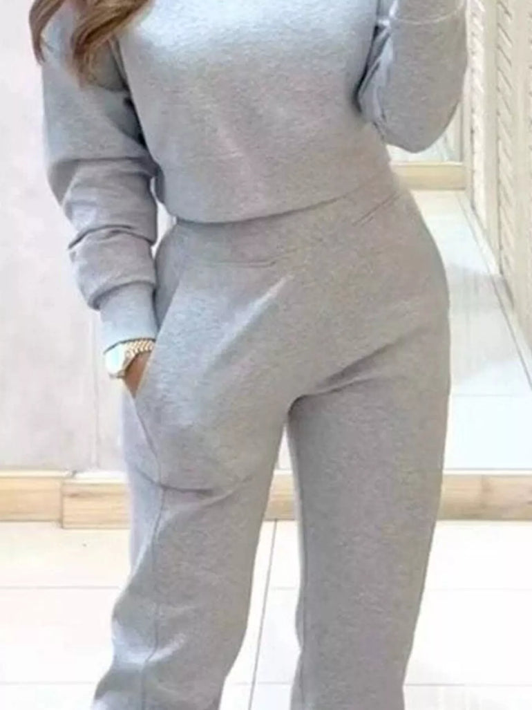 Barevici cropped sweatshirt jogger set women's minimalist lounge athleisure outfit