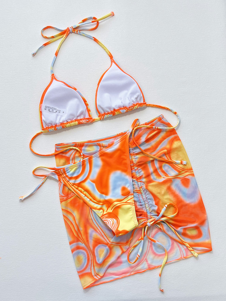 Barevici multicolor ruched three piece swim set women's bikini with cover up minimalist swimwear