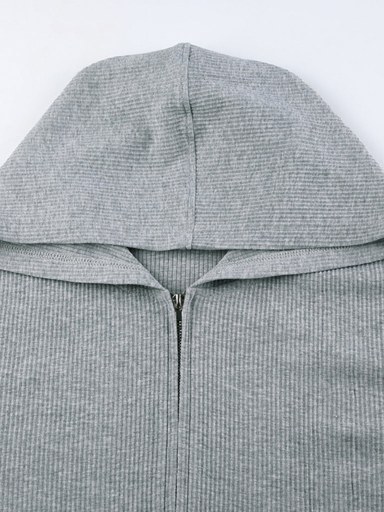 Barevici ribbed, Top, Shorts  hoodie set women’s three piece lounge co ord vest shorts and hoodie, hoodie close up