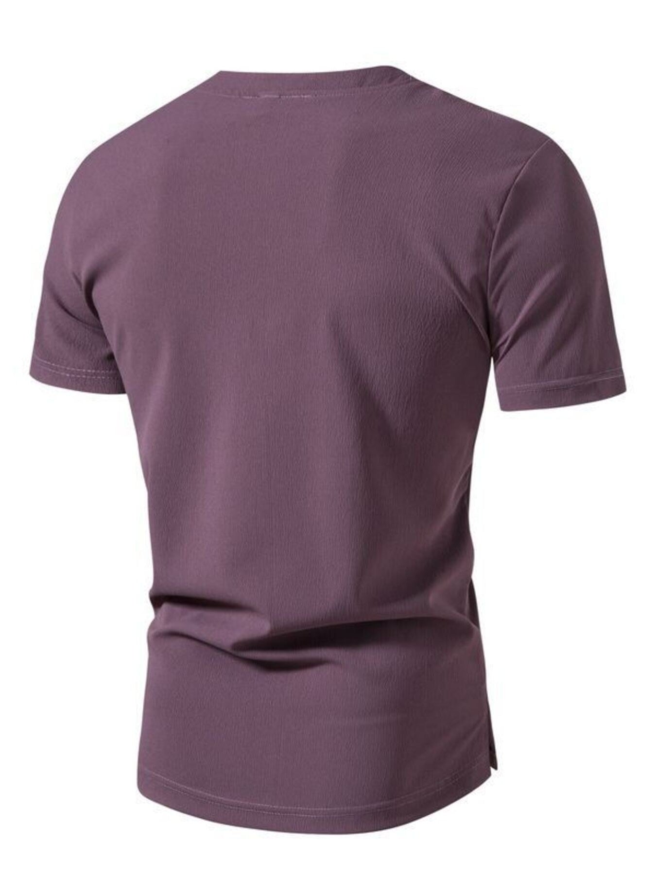 Barevici Harbor textured Henley tee men’s minimalist button detail t shirt back view