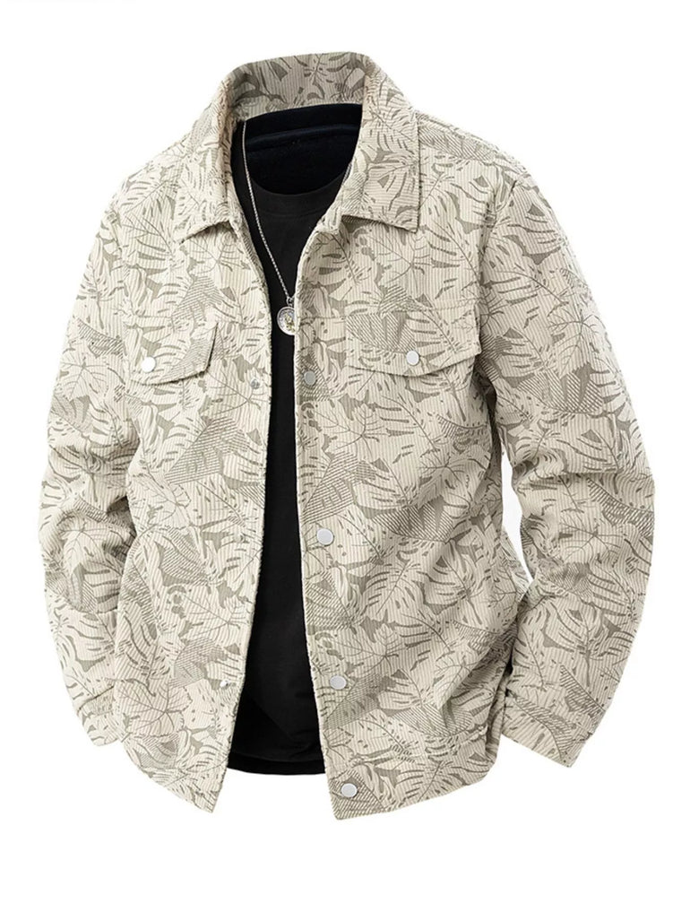 Barevici Turin corduroy jacket men’s plus size snap down casual layer light  khaki