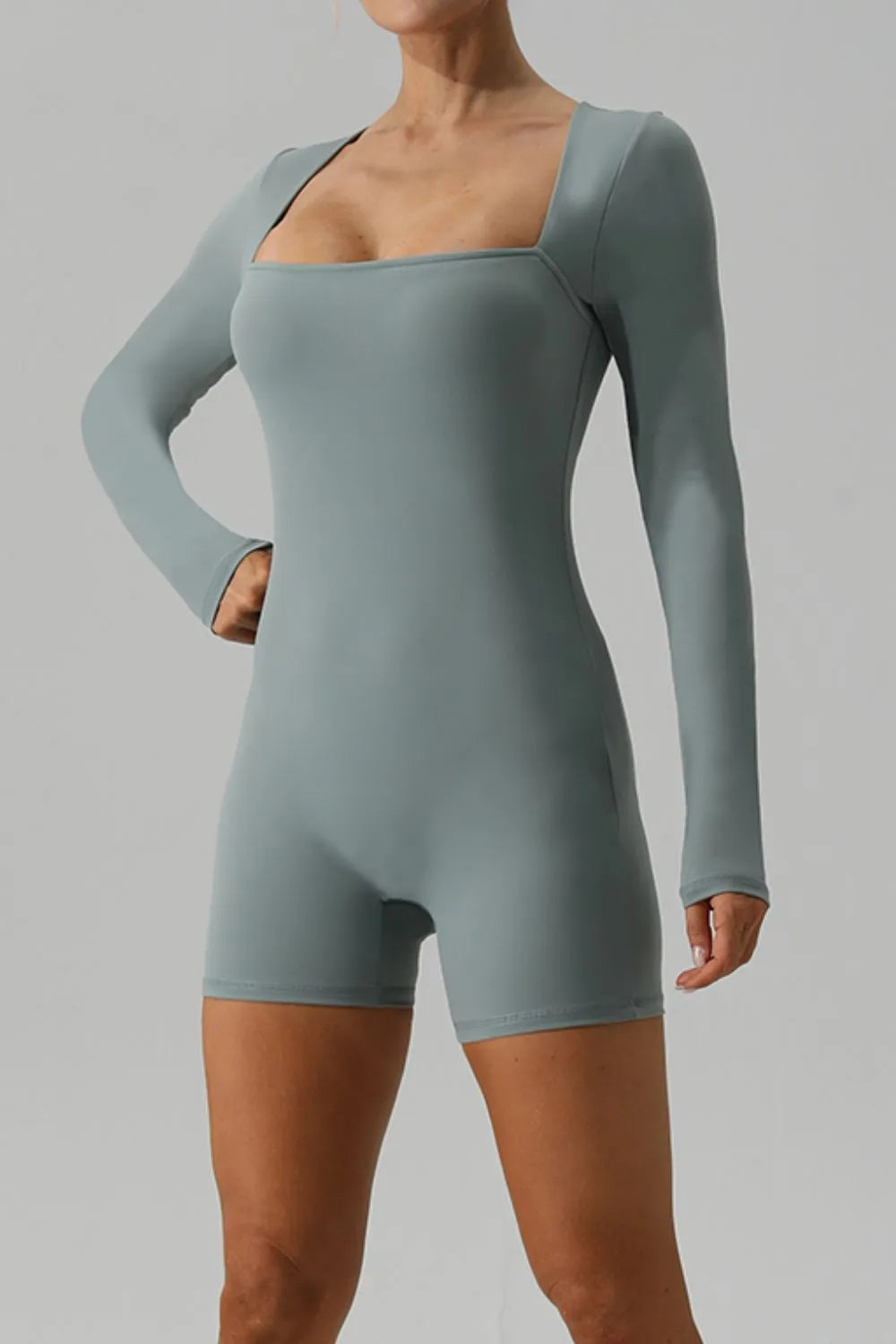 Barevici Aura long sleeve active romper women’s square neck minimalist one piece