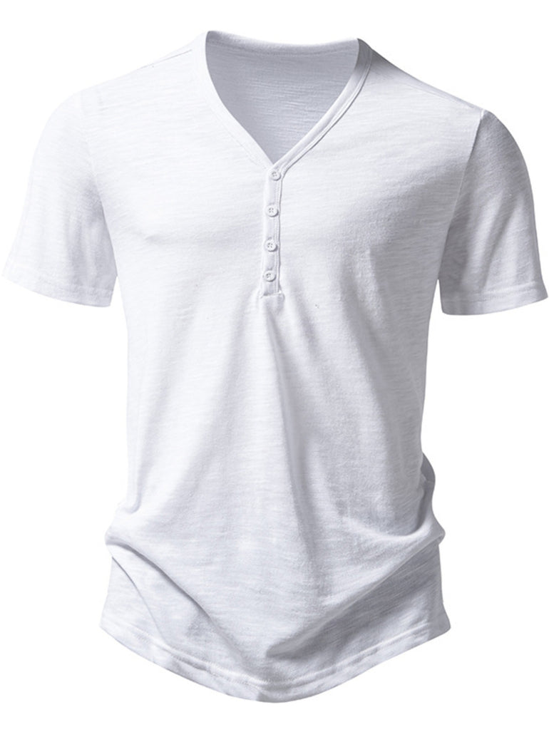 Barevici Crest button tee men’s minimalist casual t shirt white