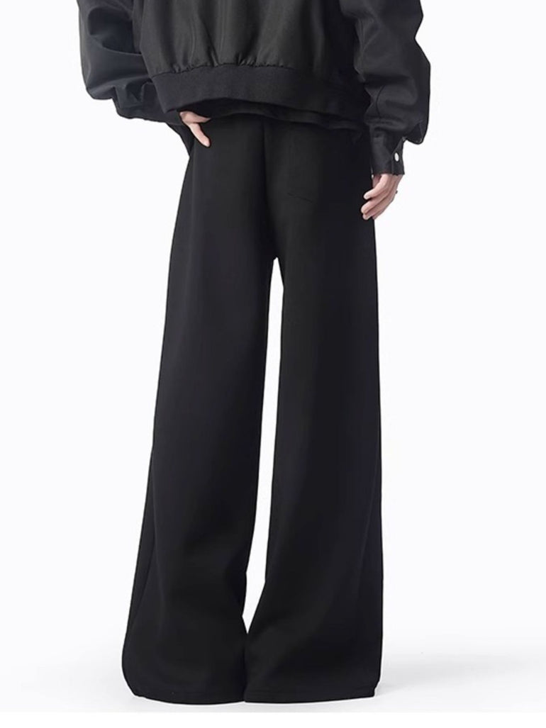 Barevici Flow wide leg sweatpants men’s plus size casual relaxed joggers black back view