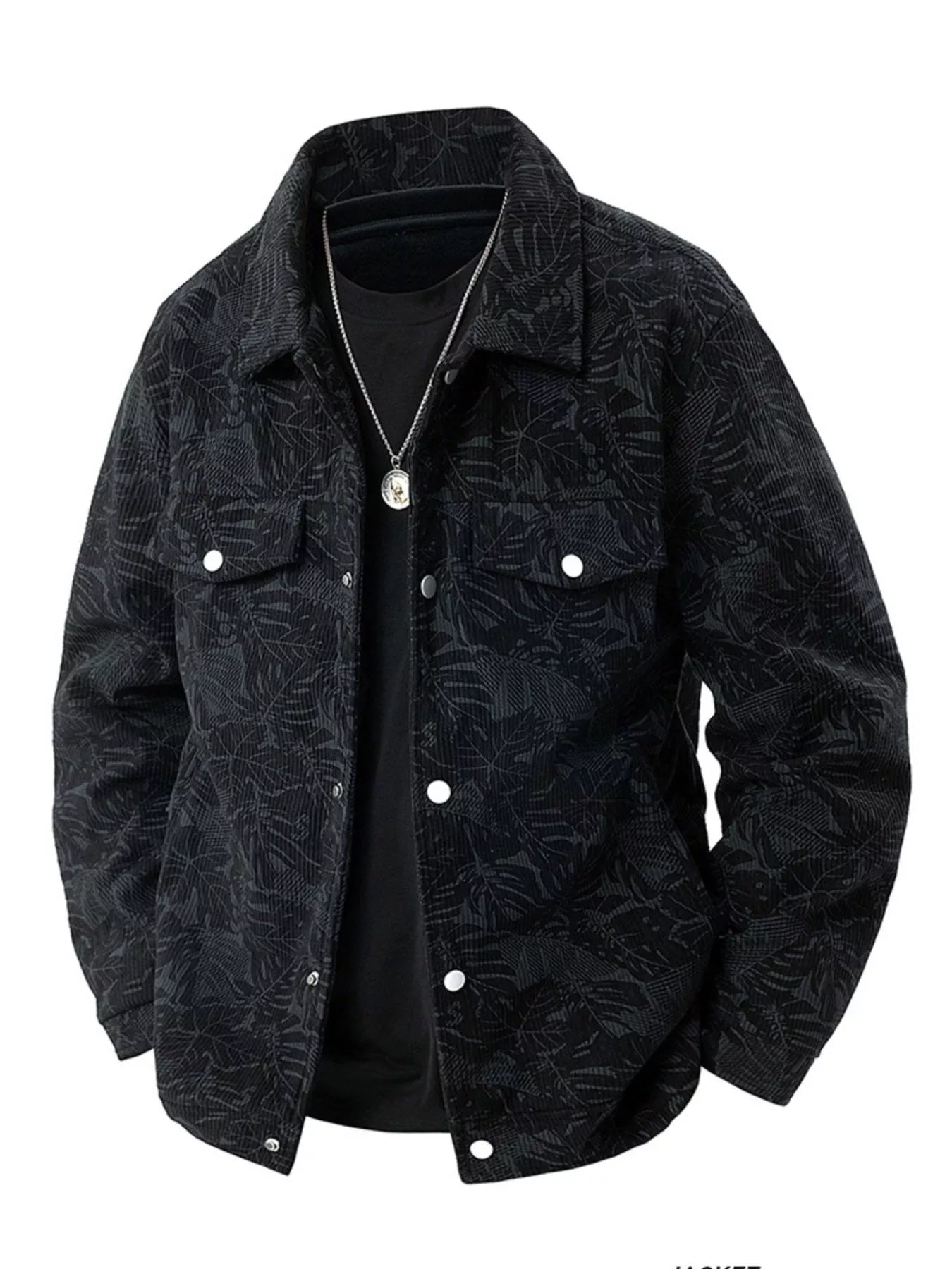 Barevici Turin corduroy jacket men’s plus size snap down casual layer black