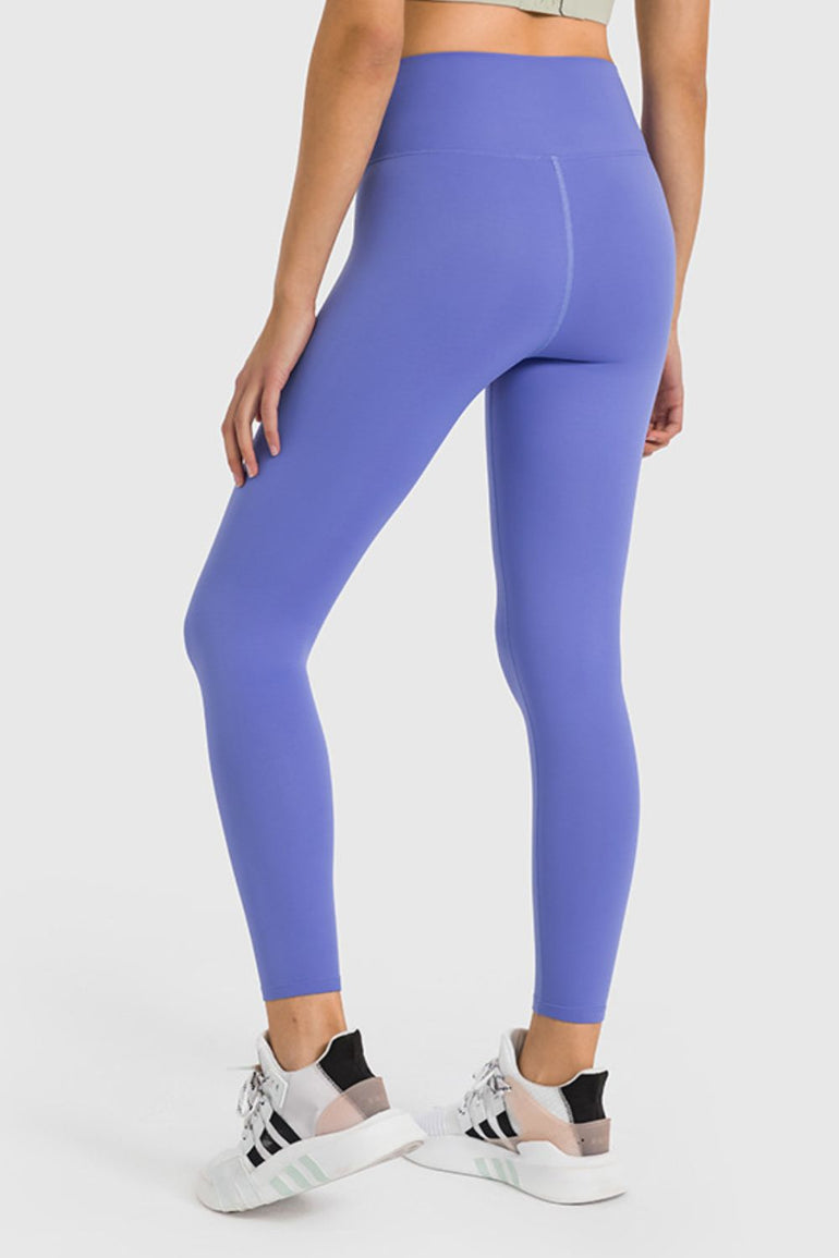 Barevici Millennia high waist yoga leggings women’s ankle length sculpting active tights in Blue Purple. back view.