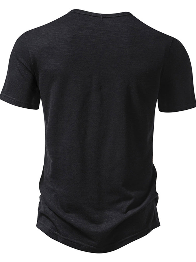 Barevici Crest button tee men’s minimalist casual t shirt back view