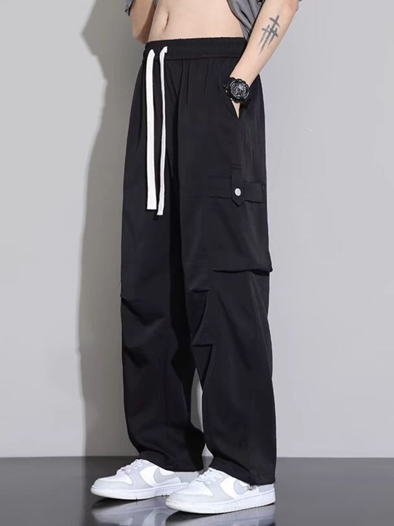 Barevici Transit cargo pants men’s plus size relaxed drawstring trousers black