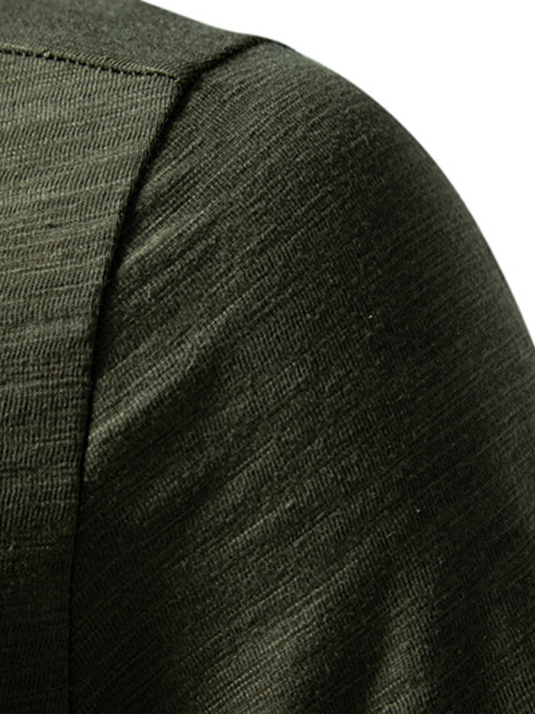 Barevici Crest button tee men’s minimalist casual t shirt dark grey shoulder