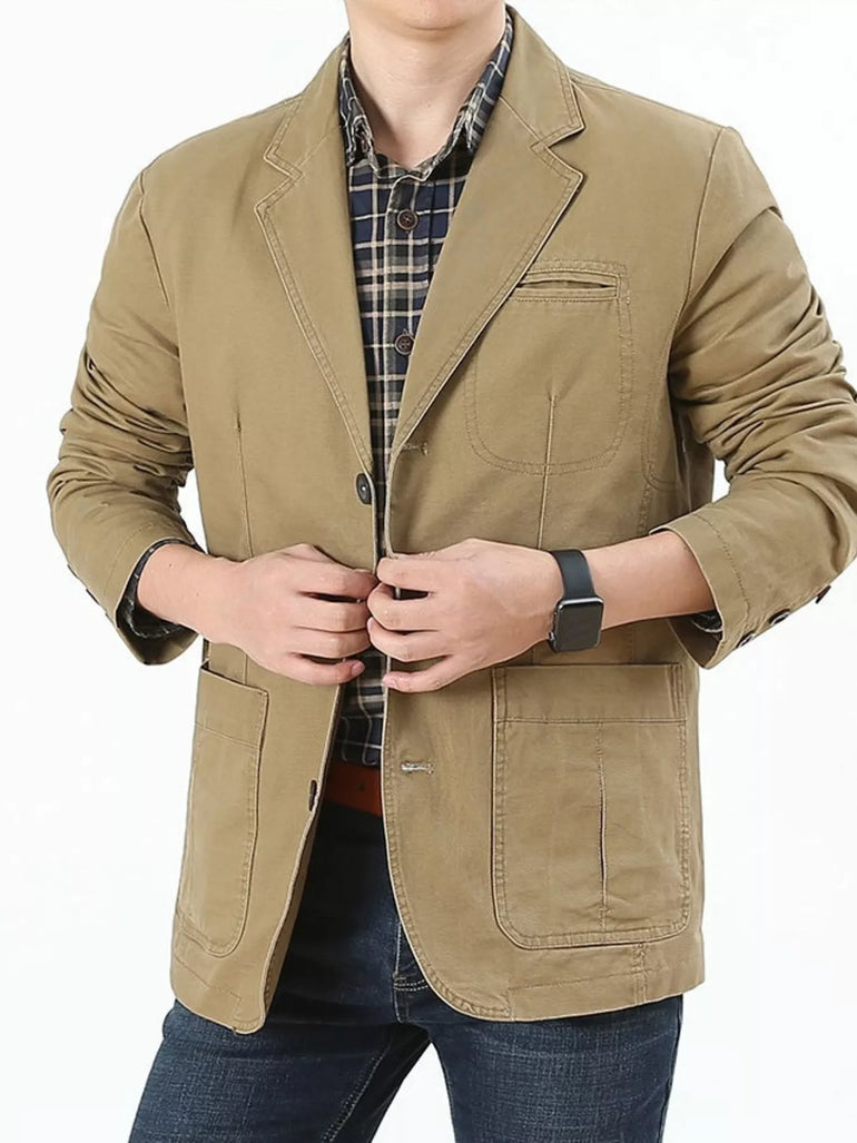 Barevici Sterling blazer men’s plus size casual lapel jacket khaki