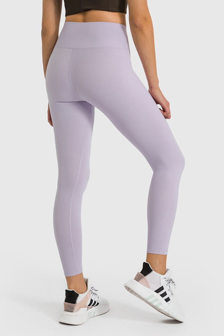 Barevici Millennia high waist yoga leggings women’s ankle length sculpting active tights in Pink Purple. back view.