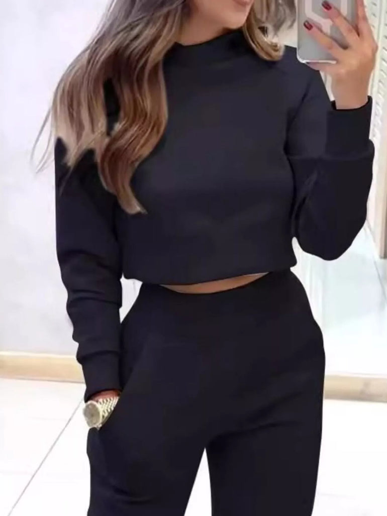 Barevici cropped sweatshirt jogger set women's minimalist lounge athleisure outfit