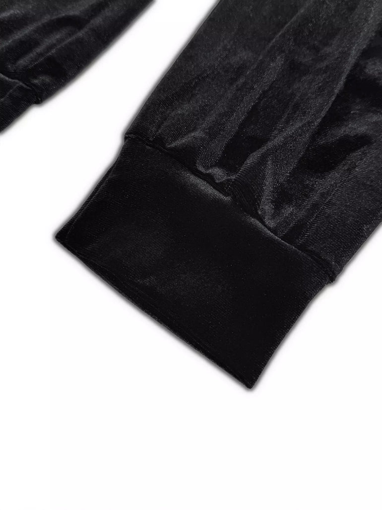 Barevici Axis zip lounge set women’s black long sleeve top and pants minimalist co ord set sleeve close up