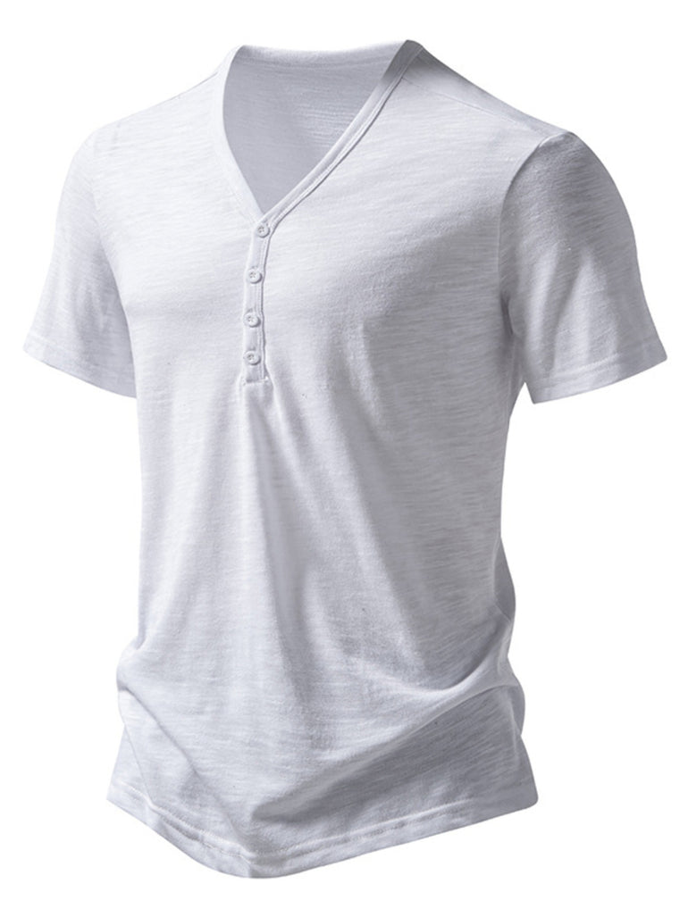 Barevici Crest button tee men’s minimalist casual t shirt white