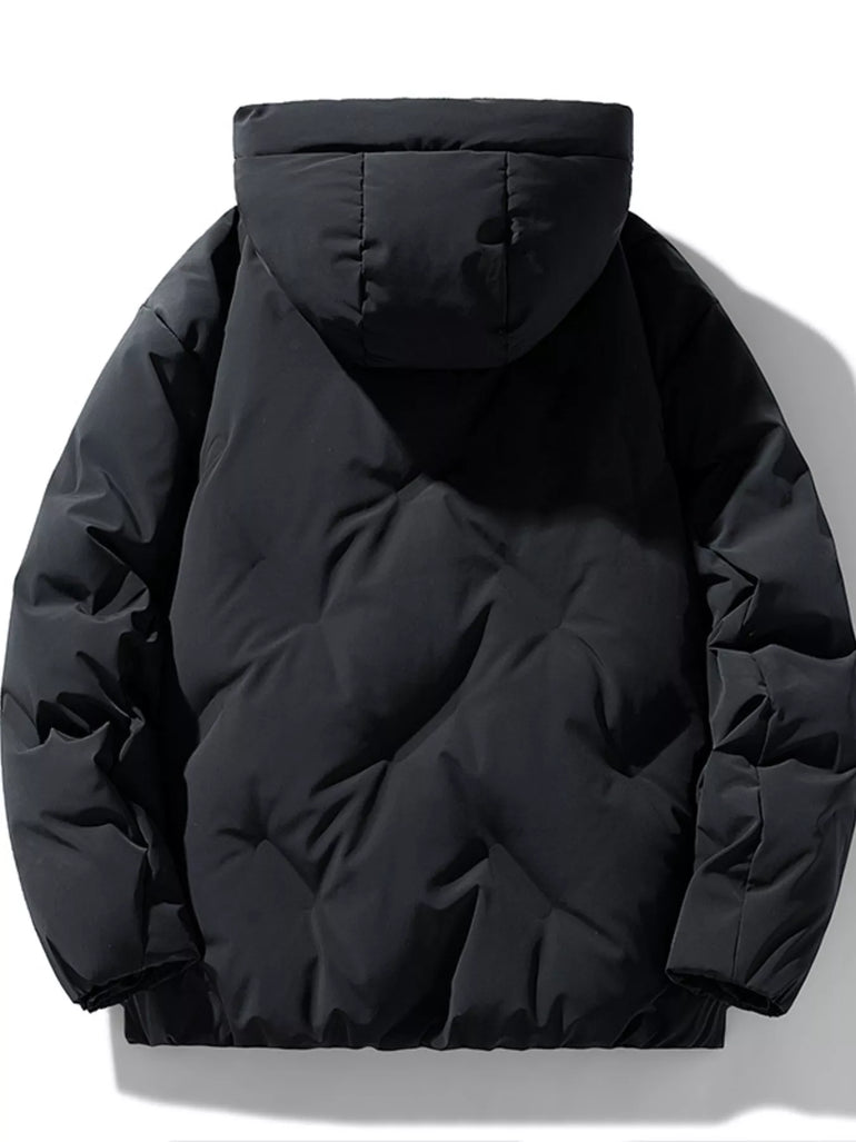 Barevici Northline Hooded Jacket – men’s full size padded winter jacket in minimalist black, back view