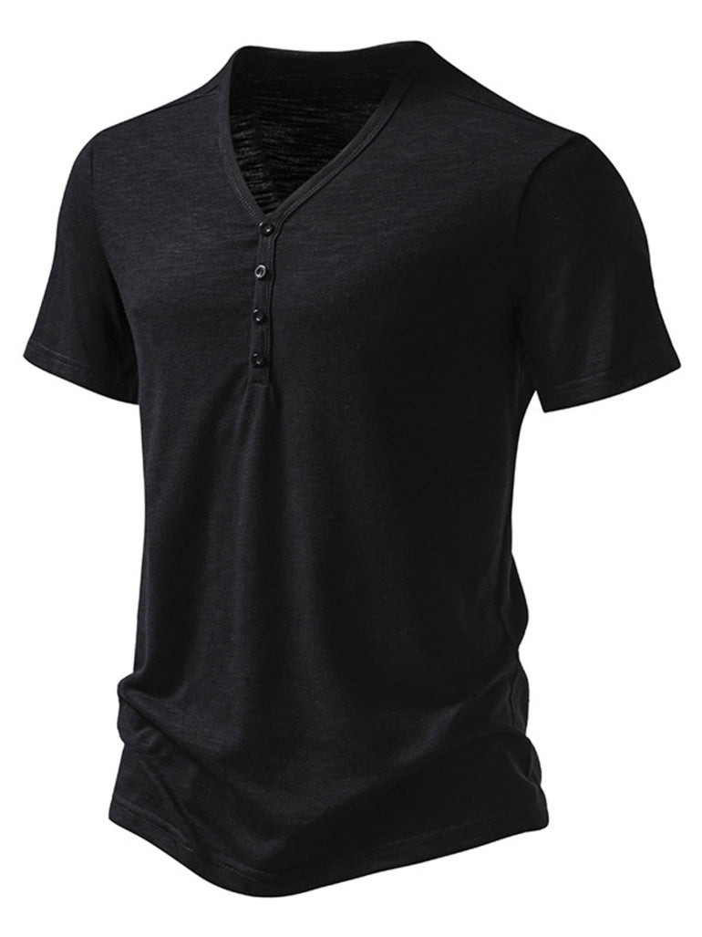 Barevici Crest button tee men’s minimalist casual t shirt