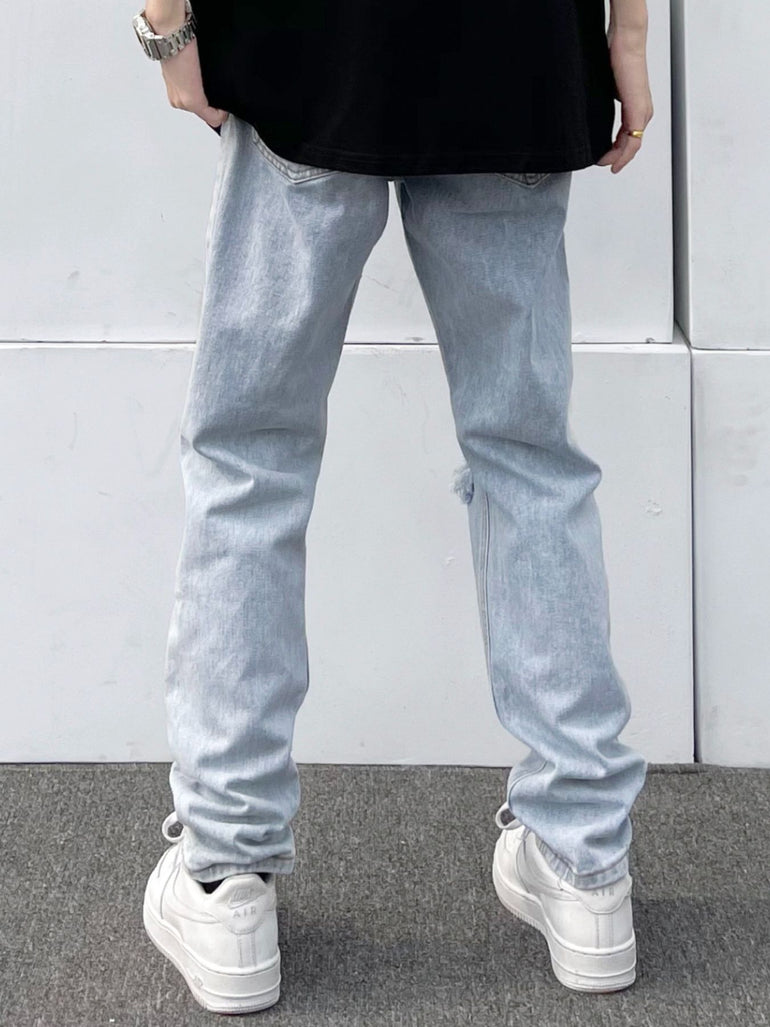 Barevici Atlas distressed slim jeans men’s plus size casual denim back view