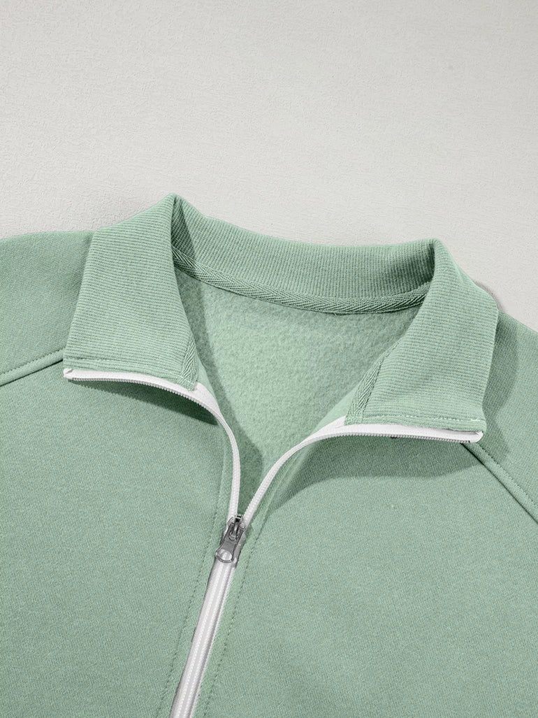 Barevici Motion zip track set women’s drop shoulder jacket and drawstring pants active co ord in sage