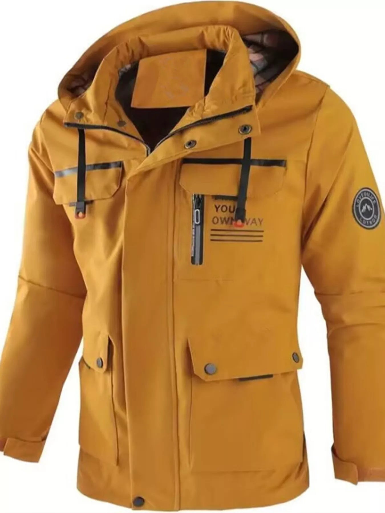 Barevici Alpine snap down puffer jacket men’s minimalist plus size winter coat yellow