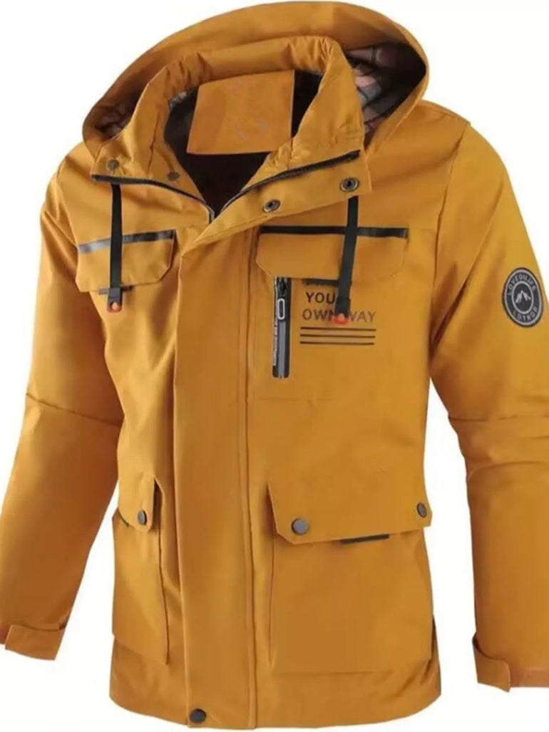Barevici Alpine snap down puffer jacket men’s minimalist plus size winter coat yellow