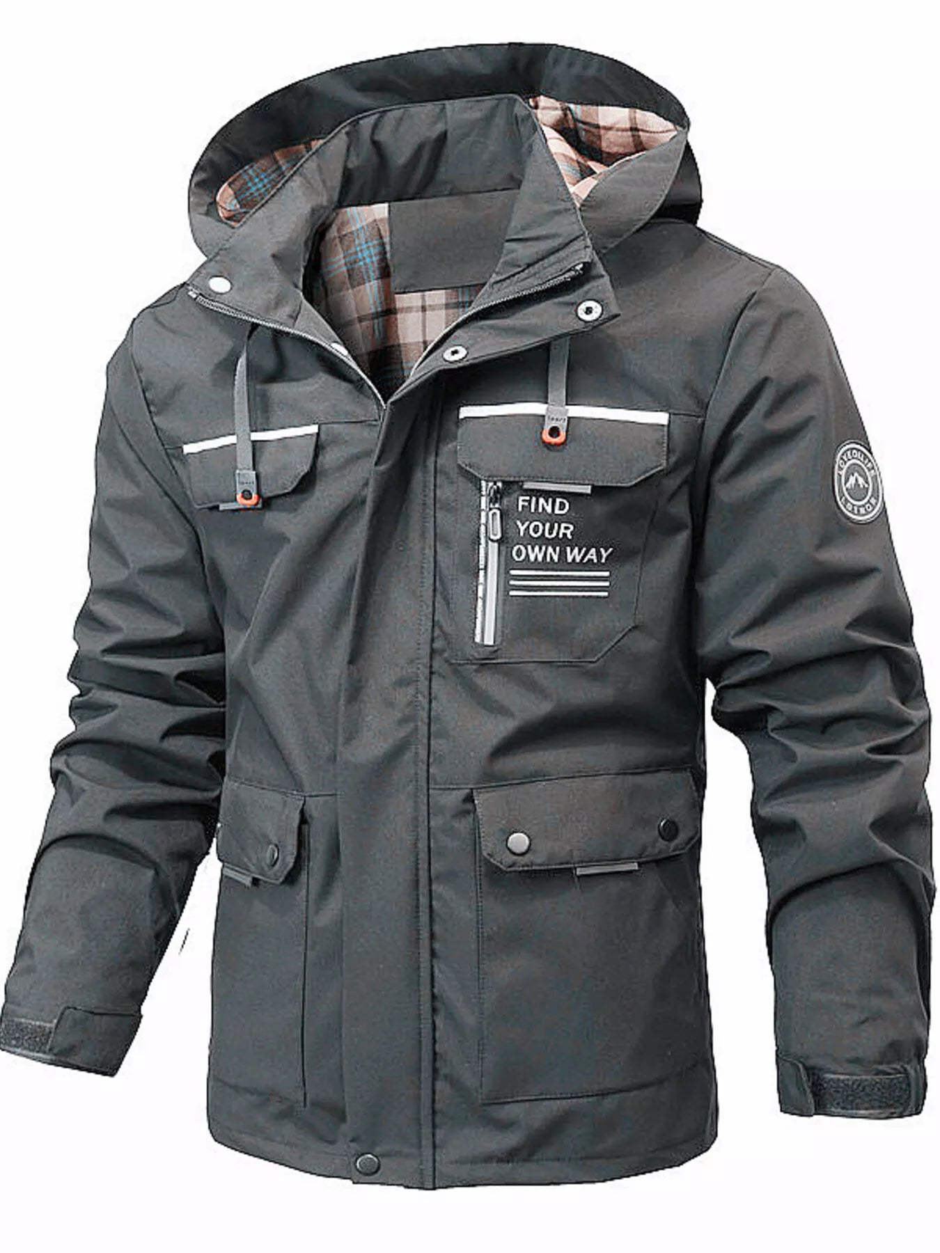 Barevici Alpine snap down puffer jacket men’s minimalist plus size winter coat grey