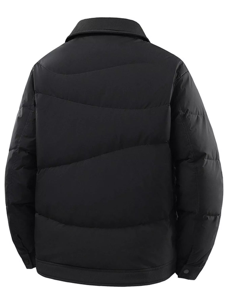 Barevici Oslo snap down puffer jacket men’s minimalist plus size winter coat back view