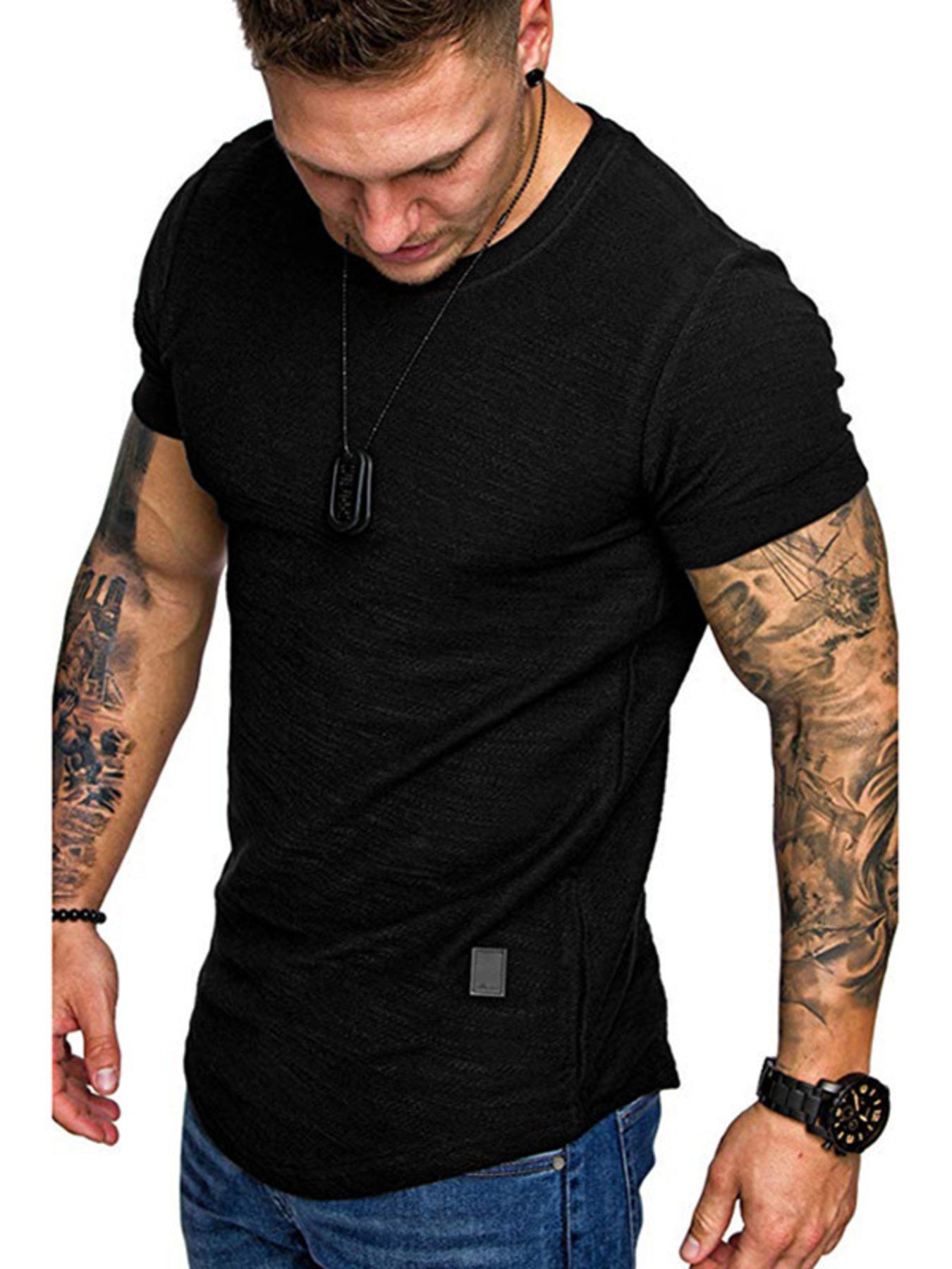 Barevici Linea slim tee men’s minimalist crew neck t shirt black
