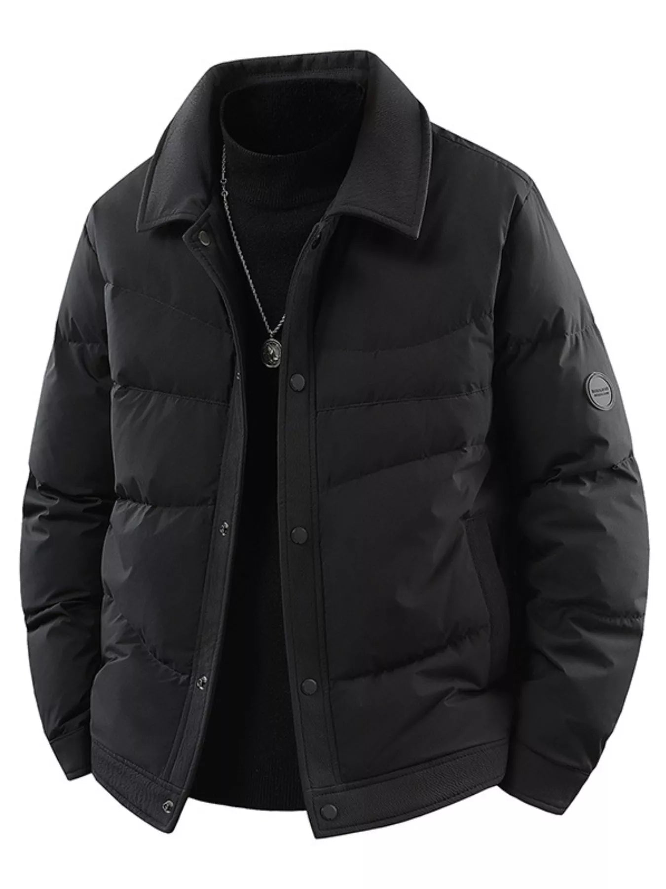 Barevici Oslo snap down puffer jacket men’s minimalist plus size winter coat

