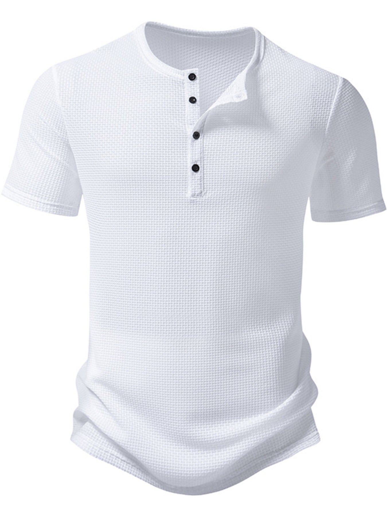 Barevici Soho textured Henley tee men’s minimalist button detail t shirt white