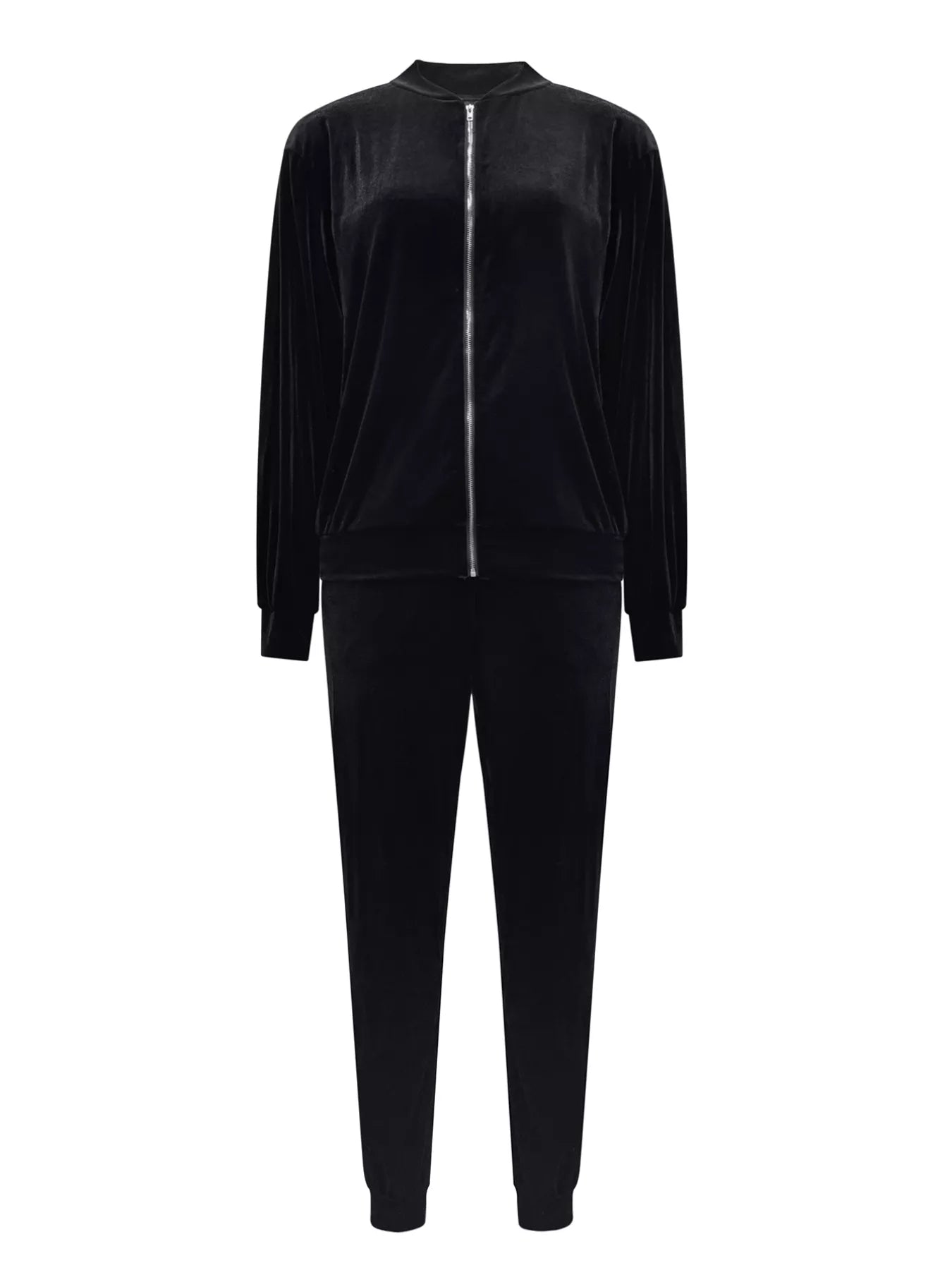 Barevici Axis zip lounge set women’s black long sleeve top and pants minimalist co ord set front view