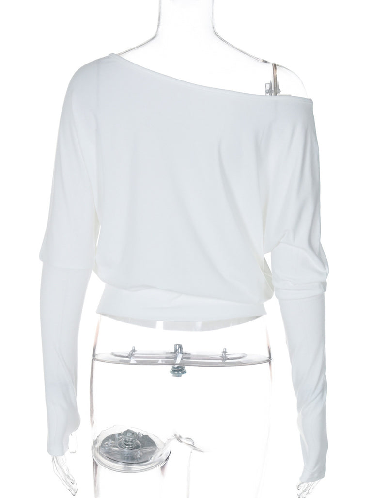 Barevici Drift boat neck tee women’s minimalist long sleeve top in white