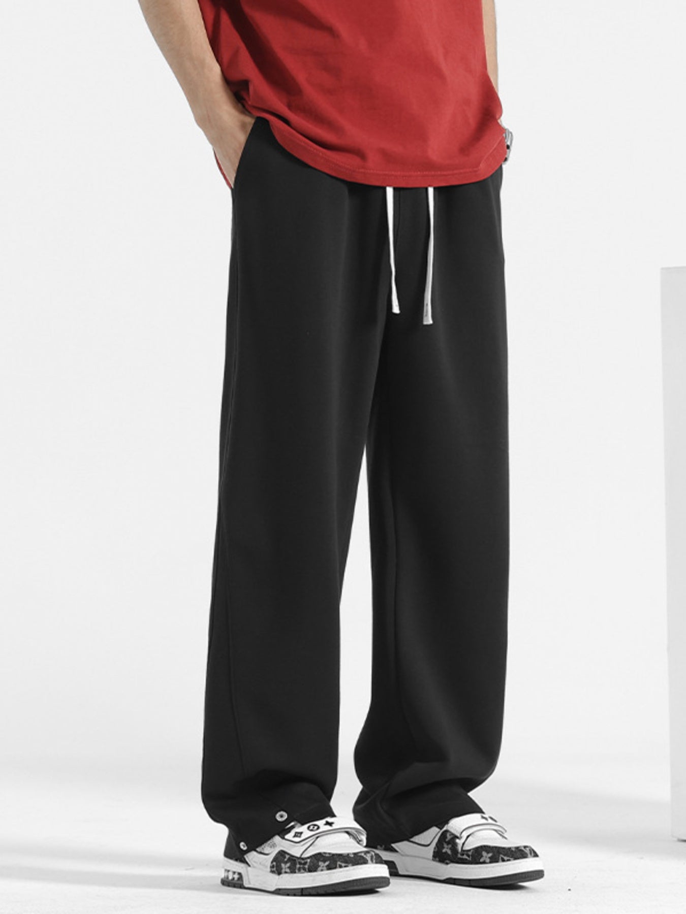 Barevici Vista drawstring pants men’s plus size relaxed casual trousers black