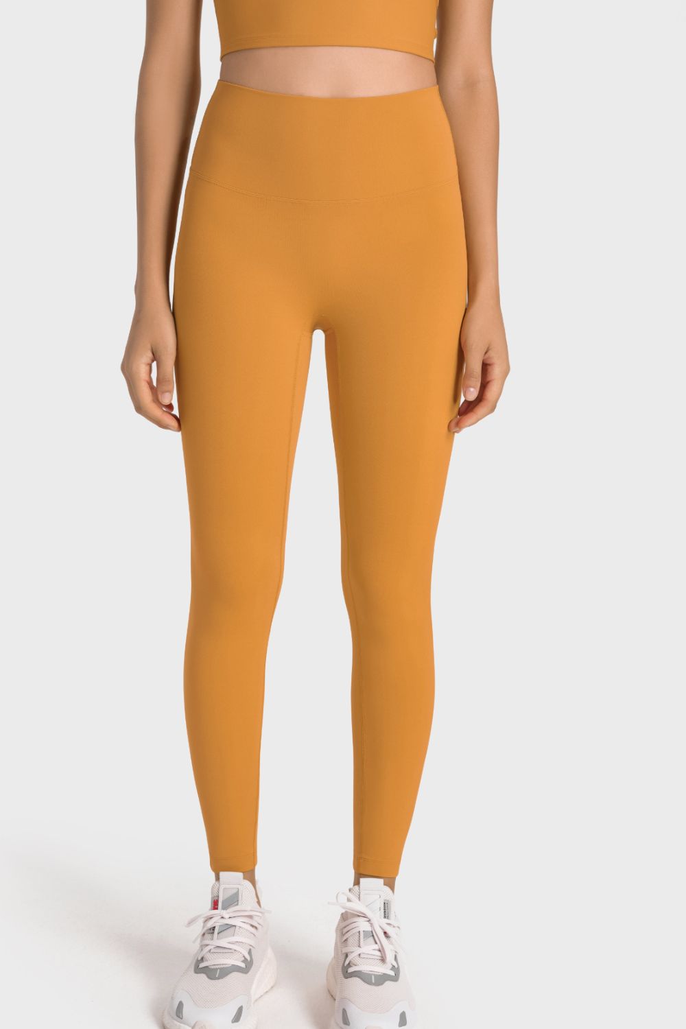 Barevici Millennia wideband yoga leggings women’s high rise sculpting tights in tangerine.