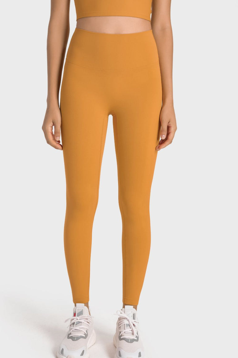 Barevici Millennia wideband yoga leggings women’s high rise sculpting tights in tangerine.