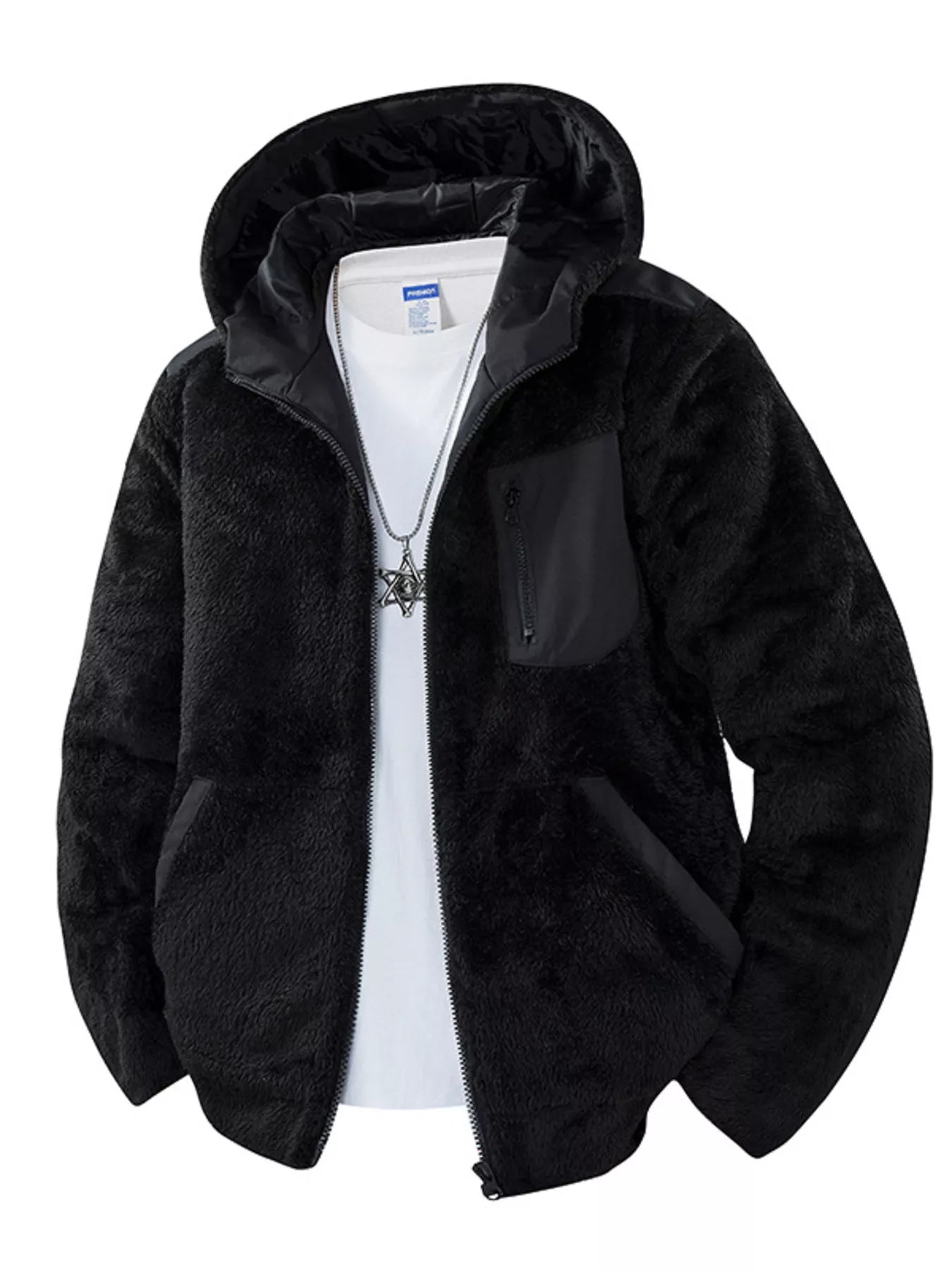 Barevici Summit fleece hooded jacket men’s minimalist zip up layer black