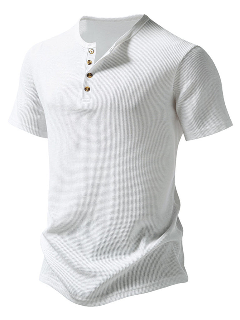 Barevici Echo button detail tee men’s minimalist short sleeve t shirt white