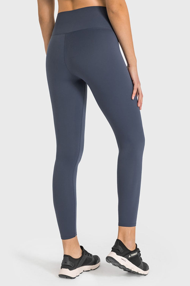 Barevici Millennia high waist yoga leggings women’s ankle length sculpting active tights in Dark Navy. back view