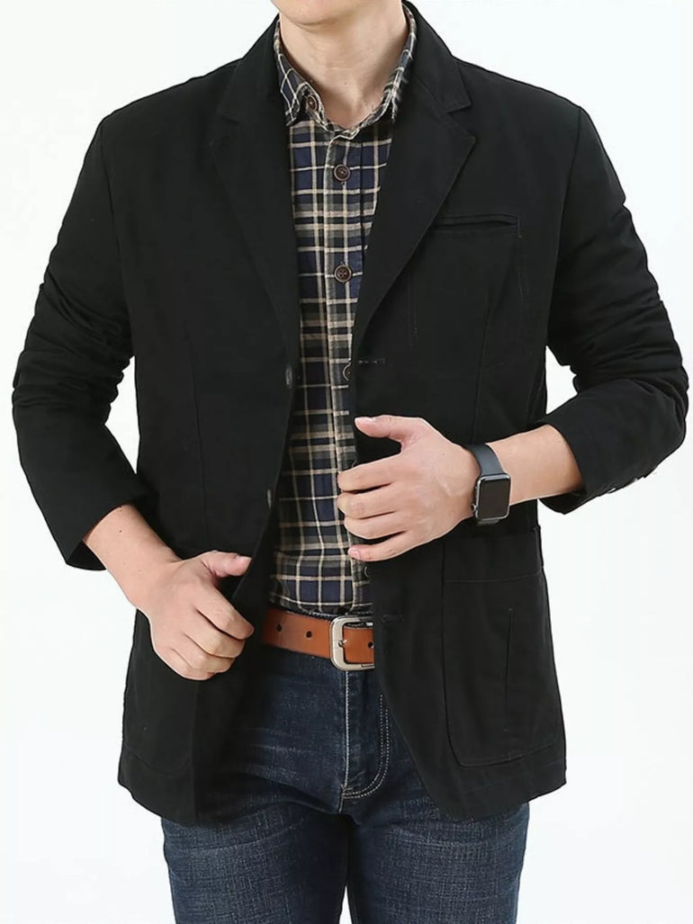 Barevici Sterling blazer men’s plus size casual lapel jacket black