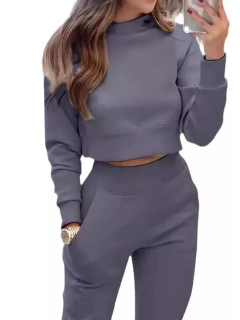Barevici cropped sweatshirt jogger set women's minimalist lounge athleisure outfit