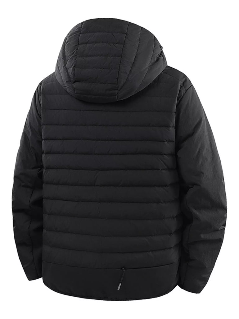 Barevici Lisbon lightweight puffer jacket men’s minimalist hooded everyday layer back view