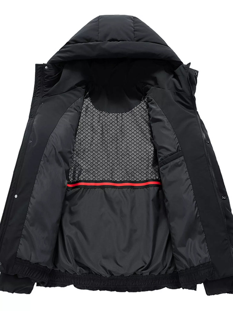 Barevici Northline Hooded Jacket – men’s full size padded winter jacket in minimalist black plus inside liner